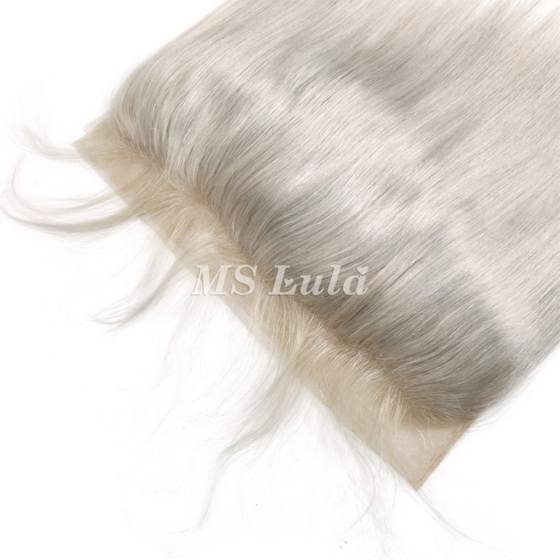 Silver Grey Virgin Hair Straight 13X4 Lace Frontal - 图片 4